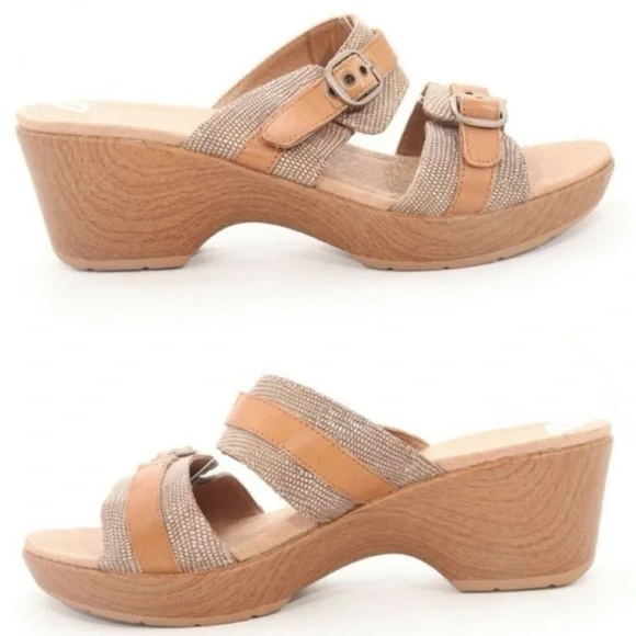 Dansko Jessie Sand Lizard Wedge Slide (38) - Picture 2 of 13